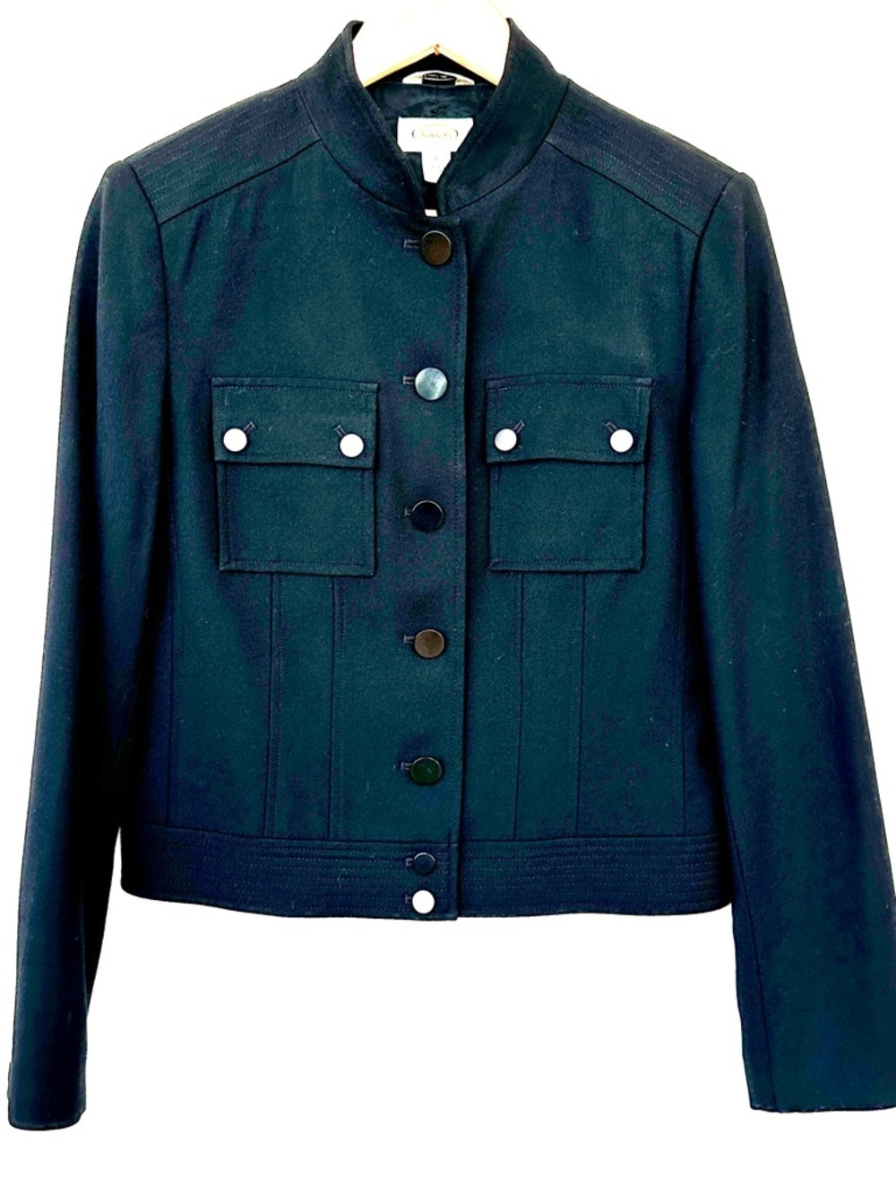 Talbots Tailored Button Front Jacket in a Stretch Wool Blend, Lined - Picture 2 of 14